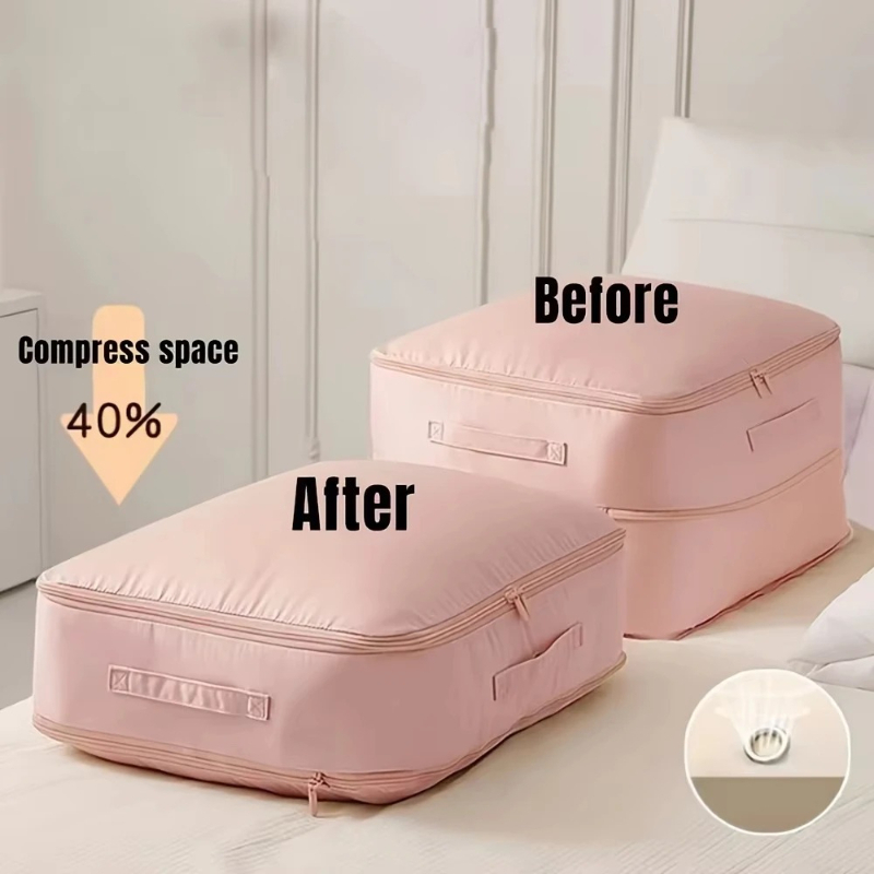 Space Blanket Heavy - 頑丈な自己圧縮式収納バッグ 衣類や毛布用 ポータブルキルトクローゼットオーガナイザー 省スペースソリューション