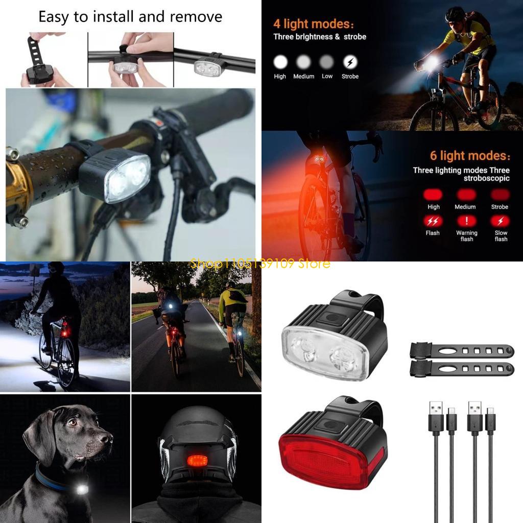 Outdoor Adventure Day - 充電式のバッテリーと耐候性のあるLEDバイクフロントライトとリアライトは、アウトドアアドベンチャー用のシンプルなインストール