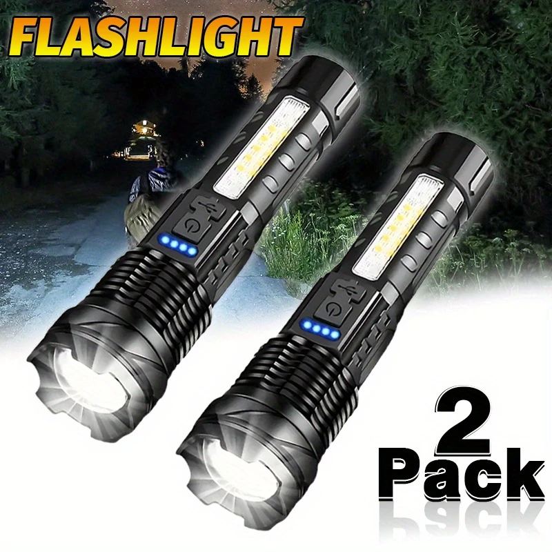 Outdoor Adventure Camp - 強力な XHP50 LED 懐中電灯防水トーチサイドライト付き 7 モードキャンプ釣りランタン