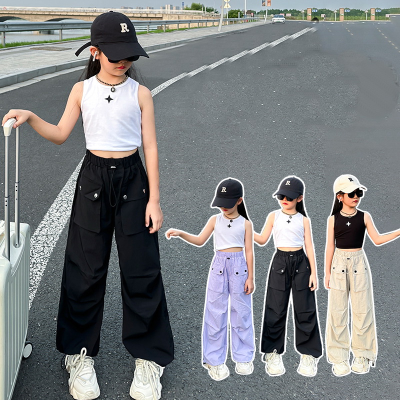 Outdoor Adventure Outfit - 女の子用軽量防蚊カーゴパンツ、通気性のある生地、夏のアウトドアアドベンチャー活動やカジュアルな服装に最適