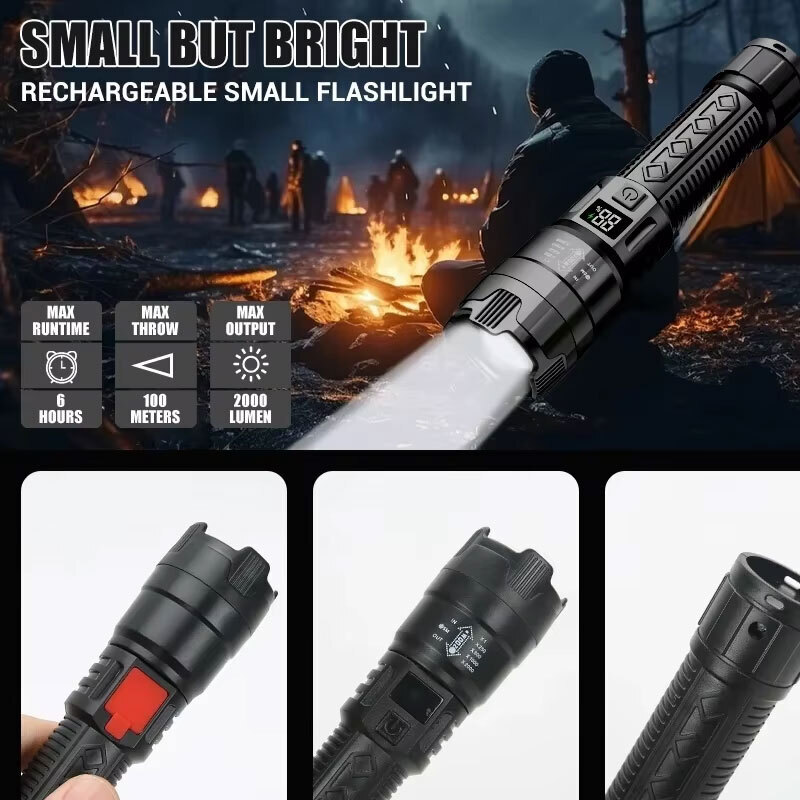 高強力パワー LED 懐中電灯 2000LM 戦術トーチ デ - Outdoor Adventure Camp のレビューと価格