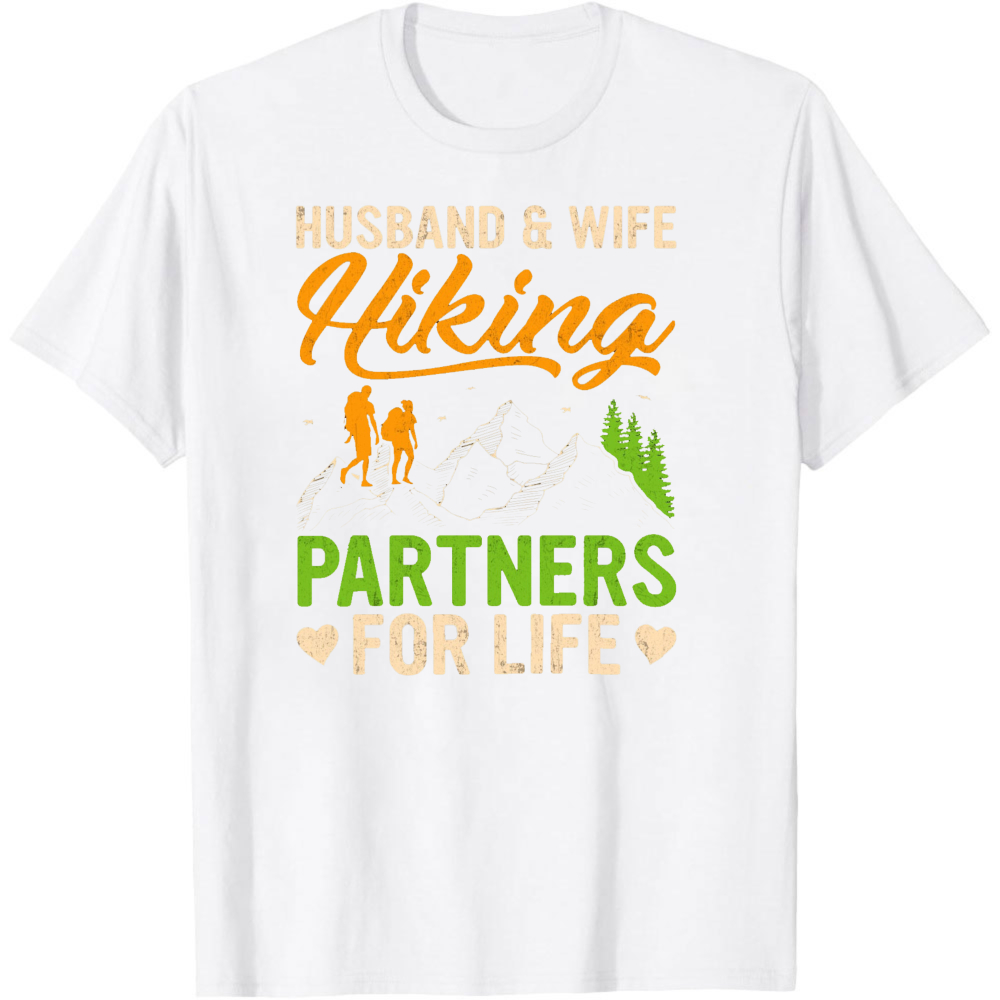 夫婦ハイキングパートナーフォーライフTシャツ男性女性コットン - Outdoor Adventure Outfit のレビューと価格