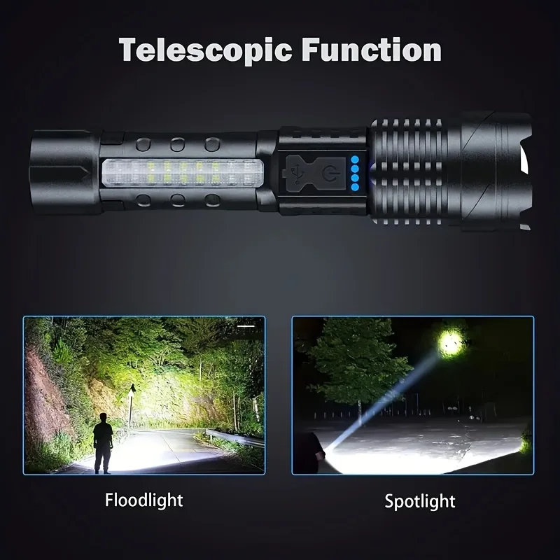 強力な XHP50 LED 懐中電灯防水トーチサイドライト付 - Outdoor Adventure Camp のレビューと価格