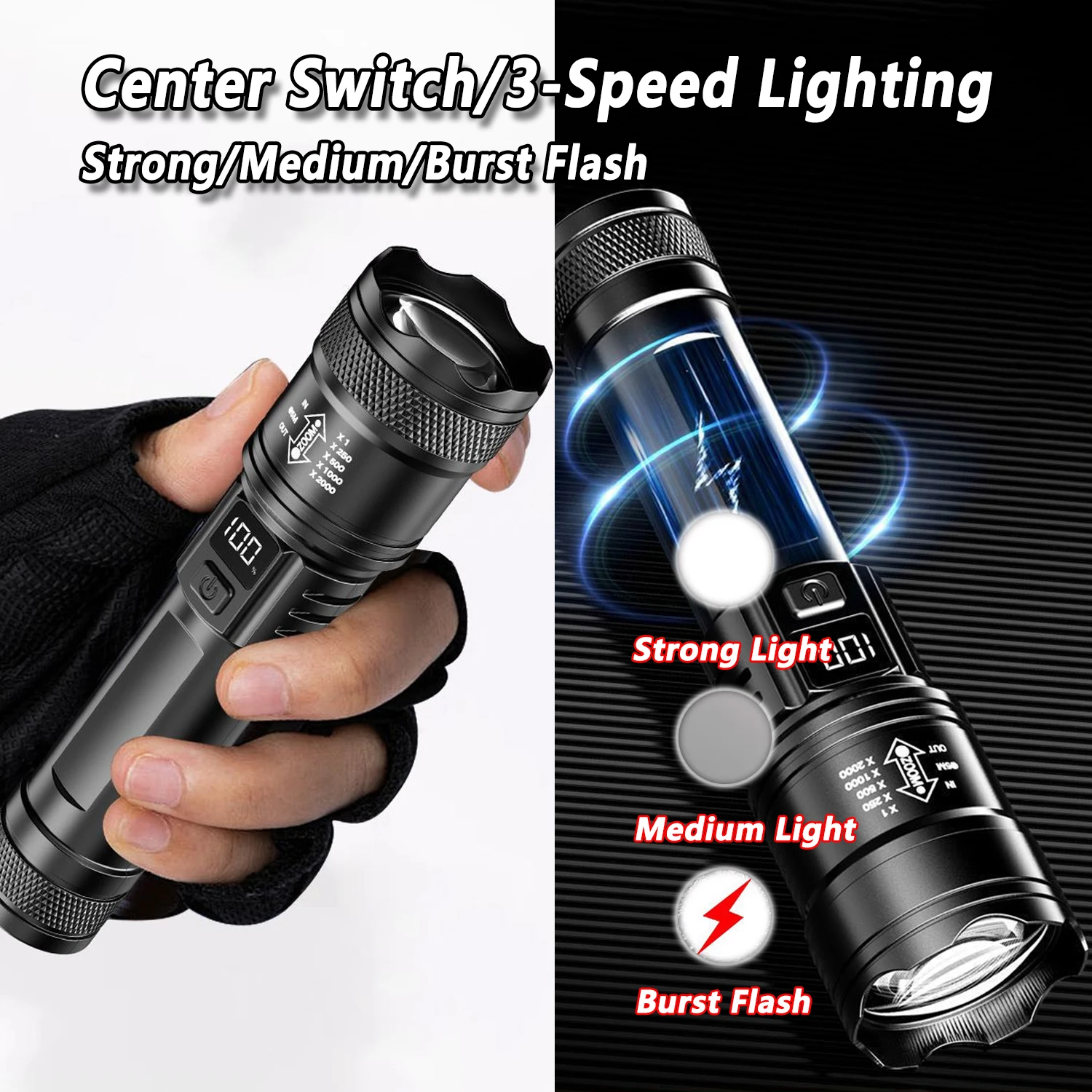 超高輝度 LED 懐中電灯 2000LM Type-C 充電 - Outdoor Adventure Camp のレビューと価格